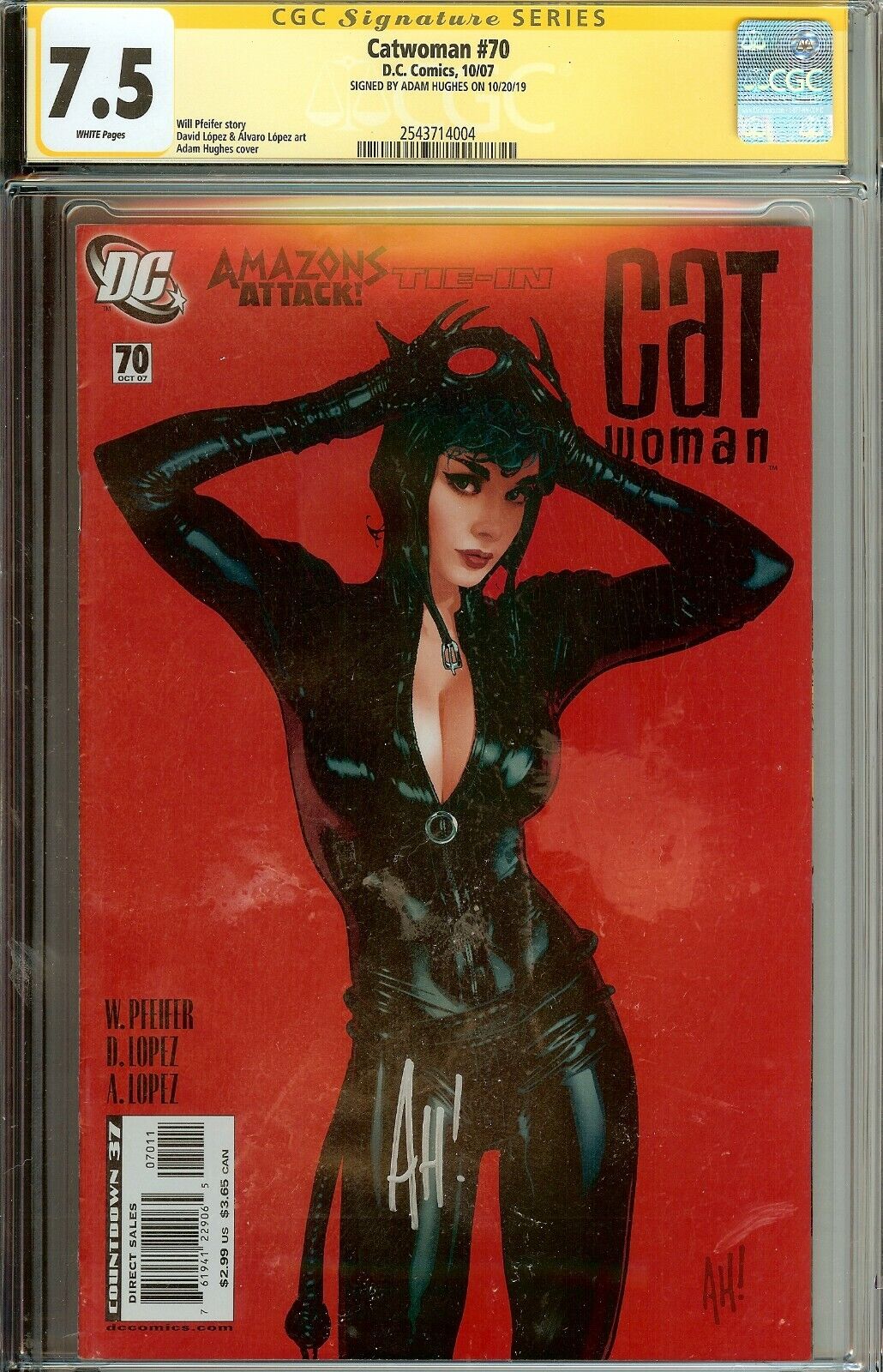 Catwoman #70 CGC 7.5 Signed Adam Hughes