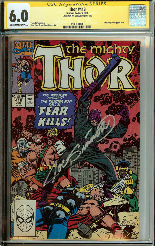 The Mighty Thor #418 Signed Sinnott CGC 6.0