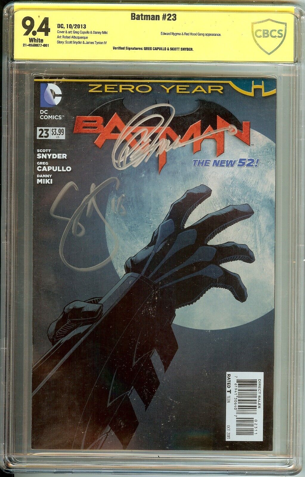 Batman #23 CBCS 9.4 Signed Snyder & Capullo