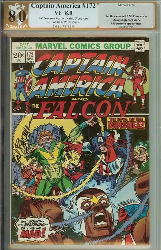 Captain America and Falcon #172 PGX  8.0 Signed Sal Buscema