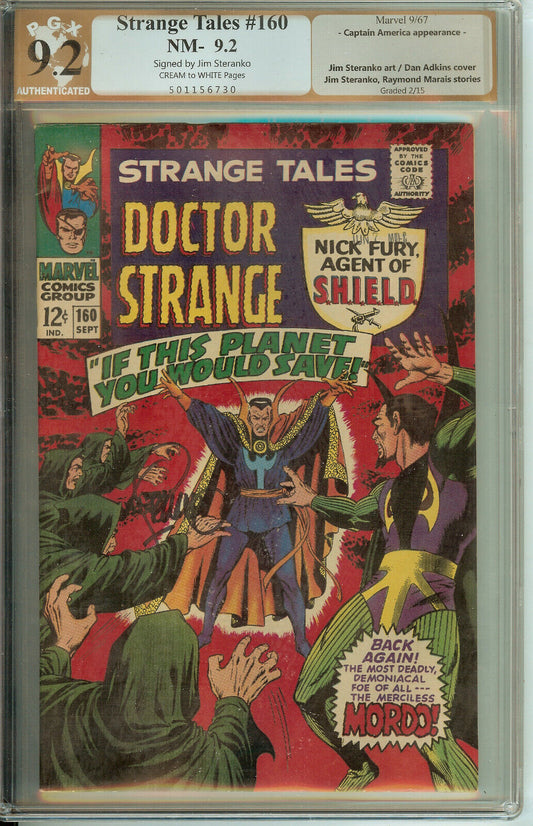 Strange Tales #160 PGX 9.2 not CGC Signed Steranko