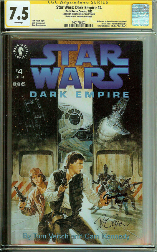 Star Wars Dark Empire #4 Signed CGC 7.5 Jeremy Bulloch Boba Fett Dave Dorman