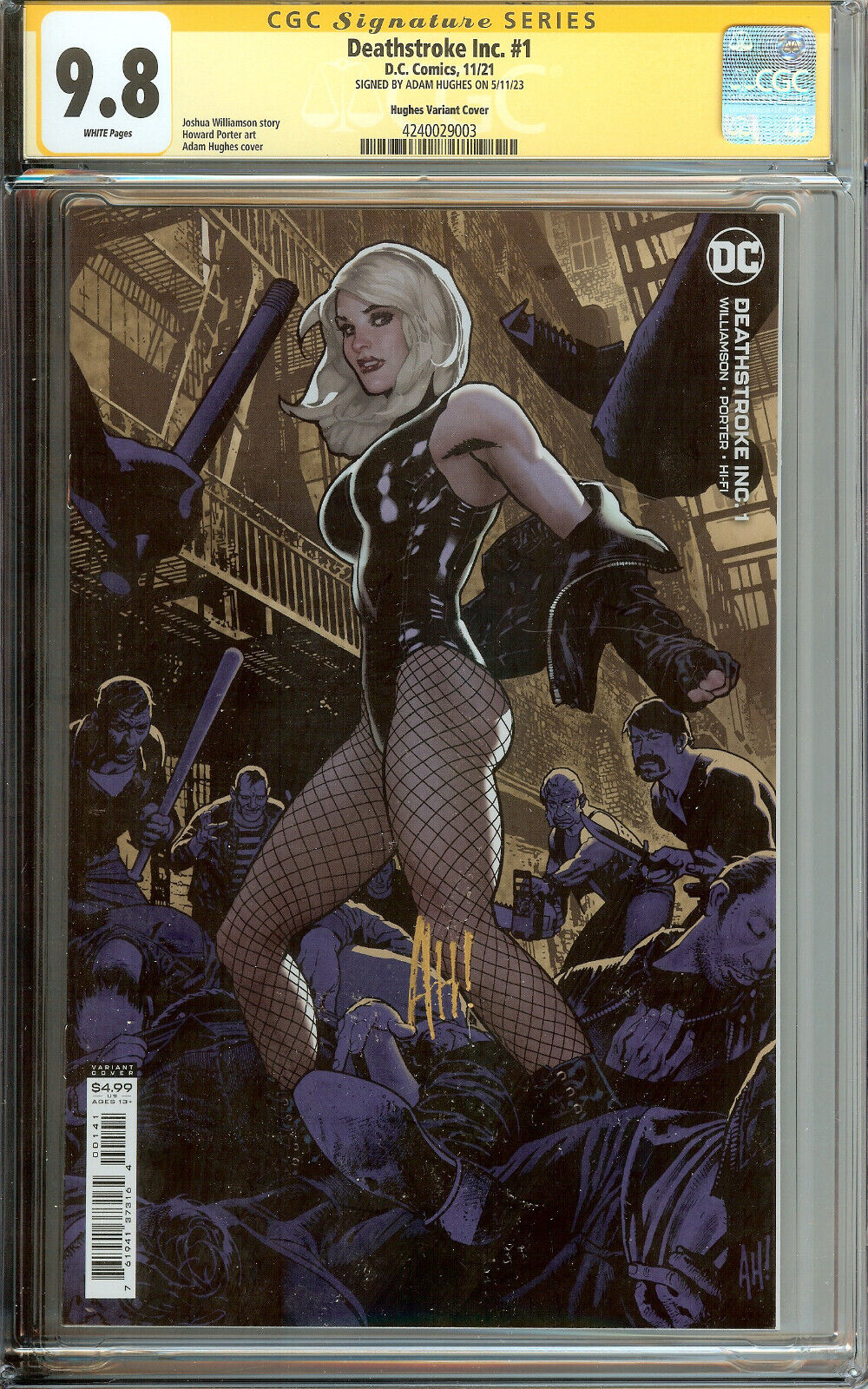 Deathstroke Inc. #1 CGC 9.8 Signed Adam Hughes Variant Cover