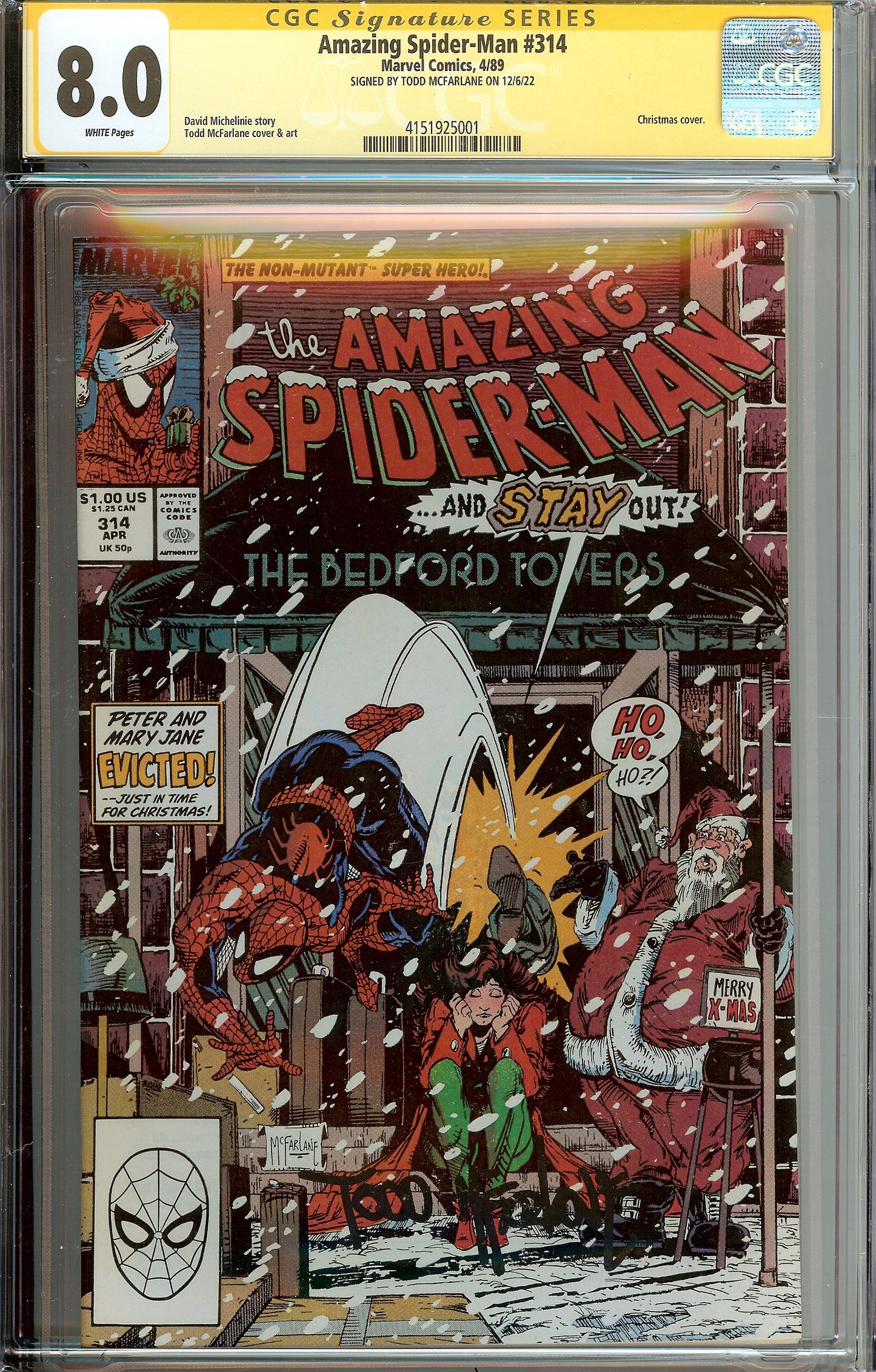 Amazing Spider-Man #314 CGC 8.0 Signed Todd McFarlane