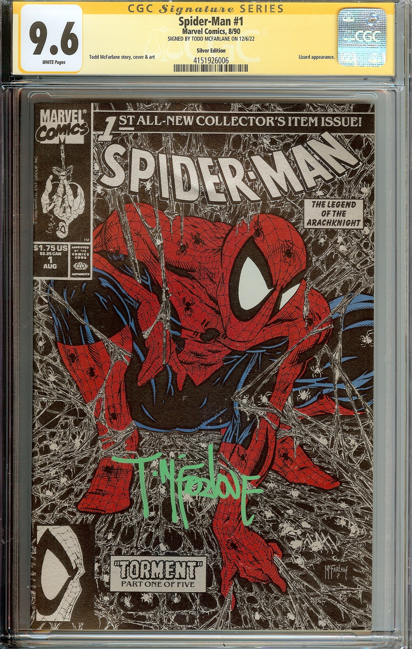 Spider-Man #1 Silver Edition CGC 9.6 Signed Artist Todd McFarlane