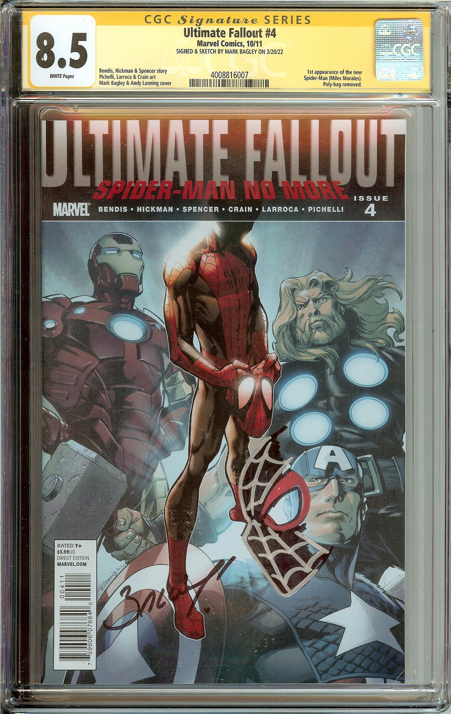 Ultimate Fallout #4 First Print CBCS 8.5 Signed & Remark Mark Bagley