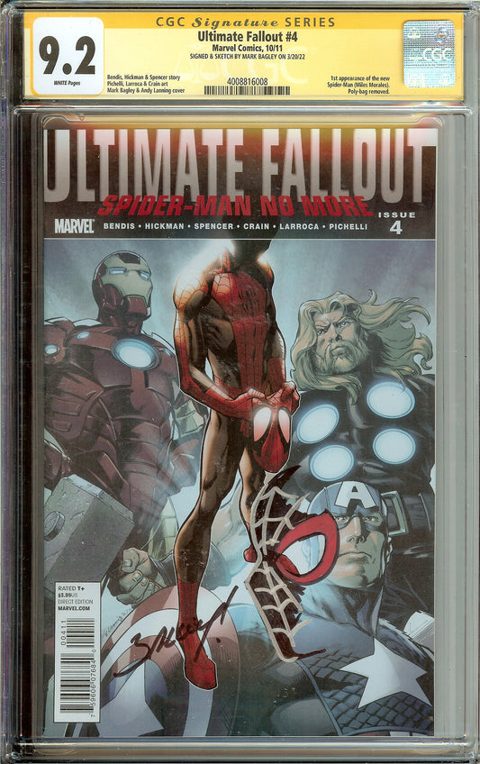 Ultimate Fallout #4 First Print CBCS 9.2 Signed & Remark Mark Bagley