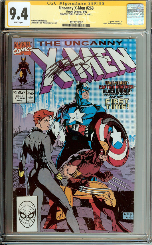 Uncanny X-Men #268 1st Jim Lee Pryor CGC 9.4 Signed Chris Claremont