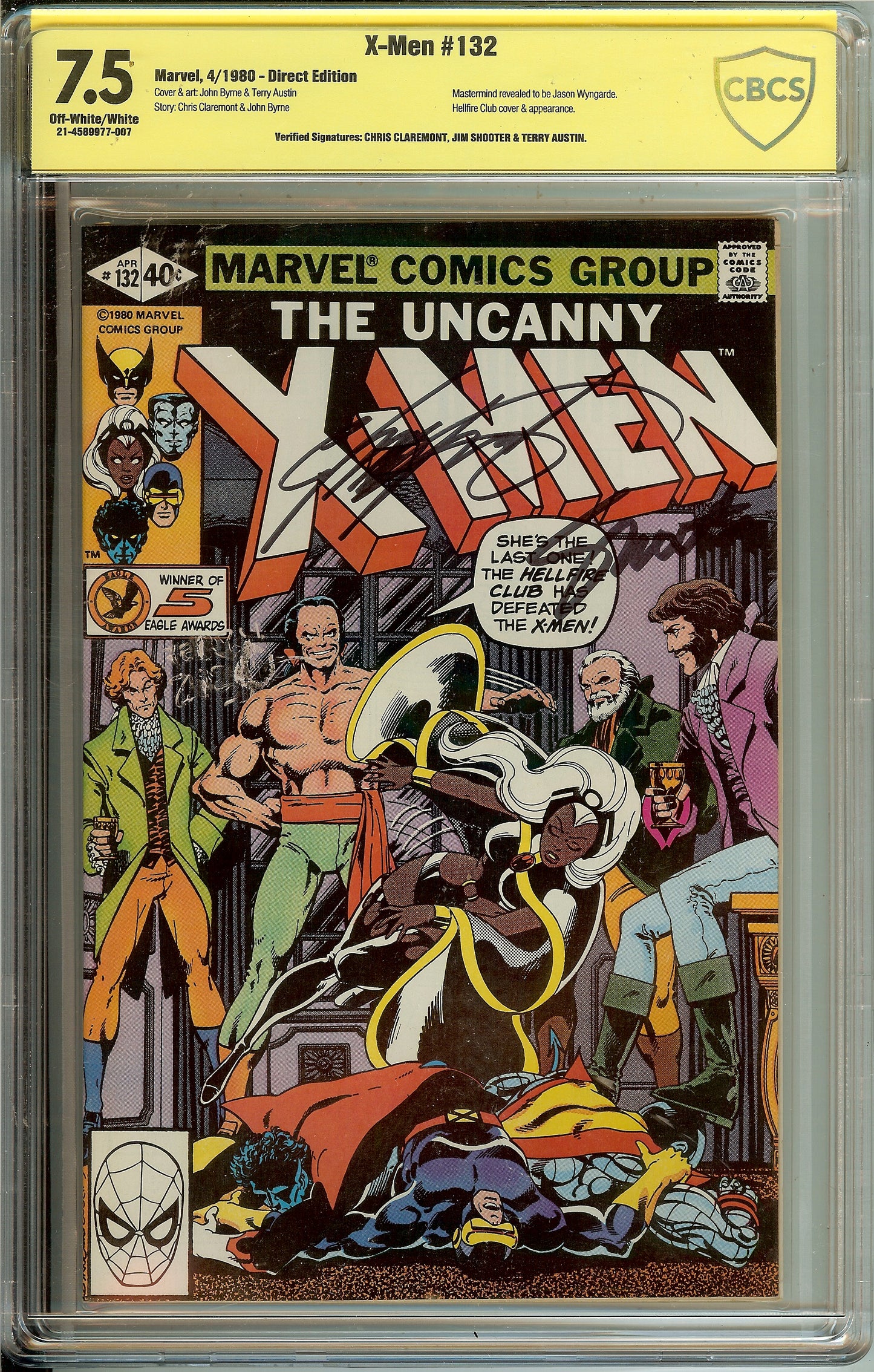 Uncanny X-Men #132 Newsstand CBCS 7.5  Verified Signed Shooter & Chris Claremont