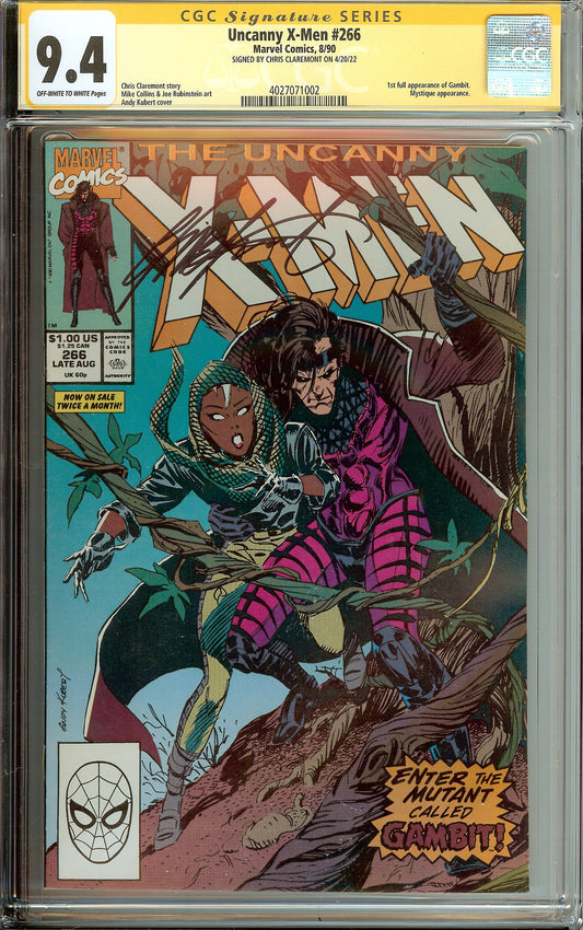 Uncanny X-Men #266 1st Gambit CGC 9.4 Signed Chris Claremont