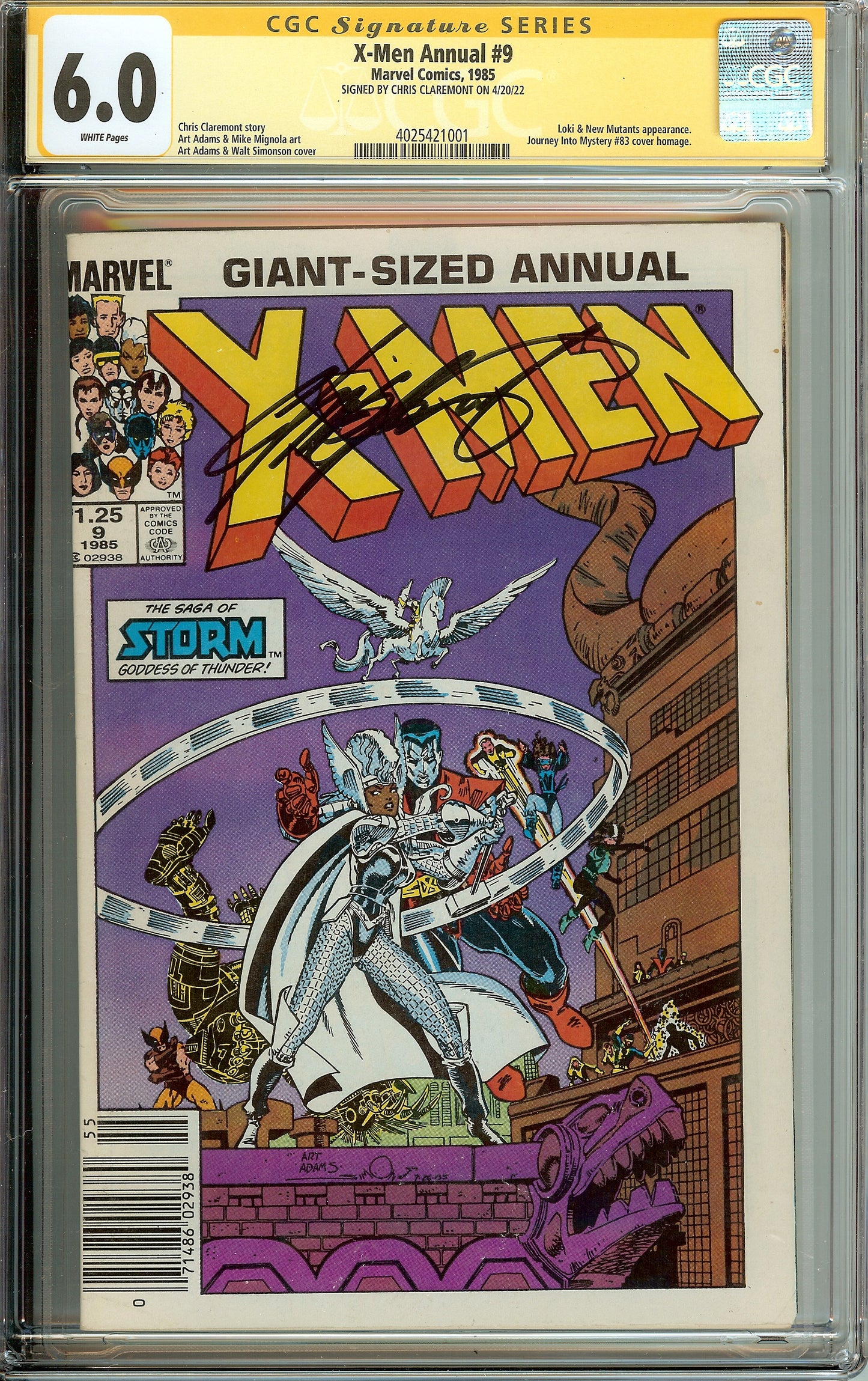 Uncanny X-Men #9 Annual CGC 6.0 Signed Chris Claremont